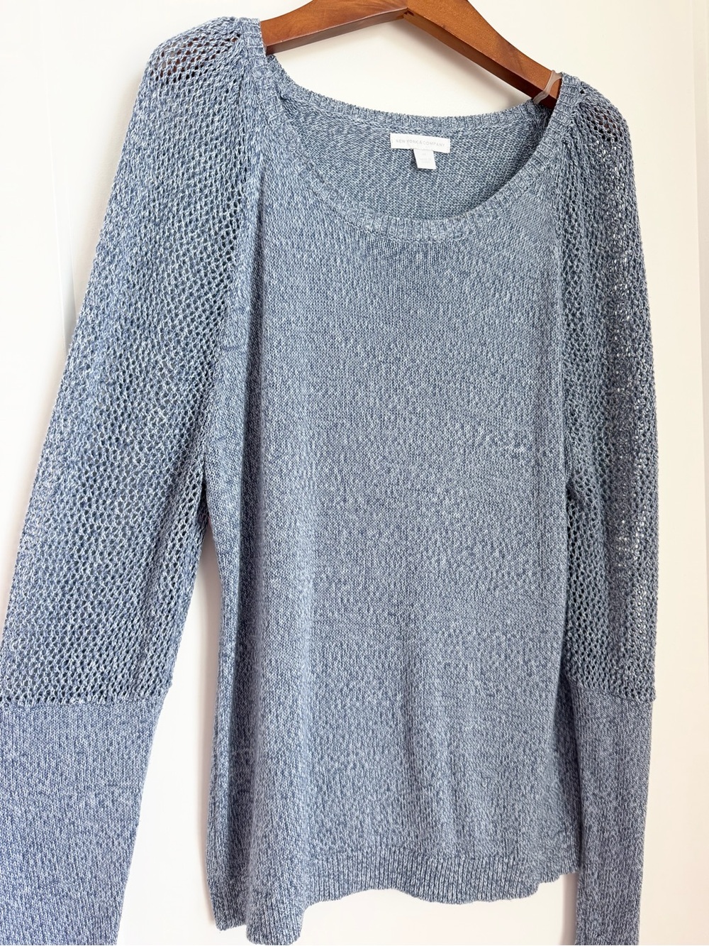New York & Company Light Blue Scoop Neck Knit Sweater
